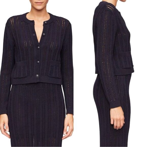 A.L.C. $395 Tilly open-knit cotton-blend cardigan in black - Picture 6 of 12